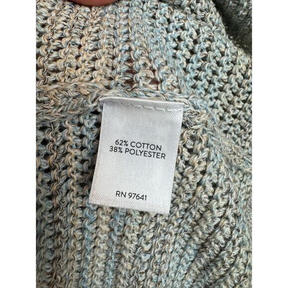 J.JILL PUREJILL blue beige cotton blend open knit open front cardigan L NWT - Picture 6 of 7